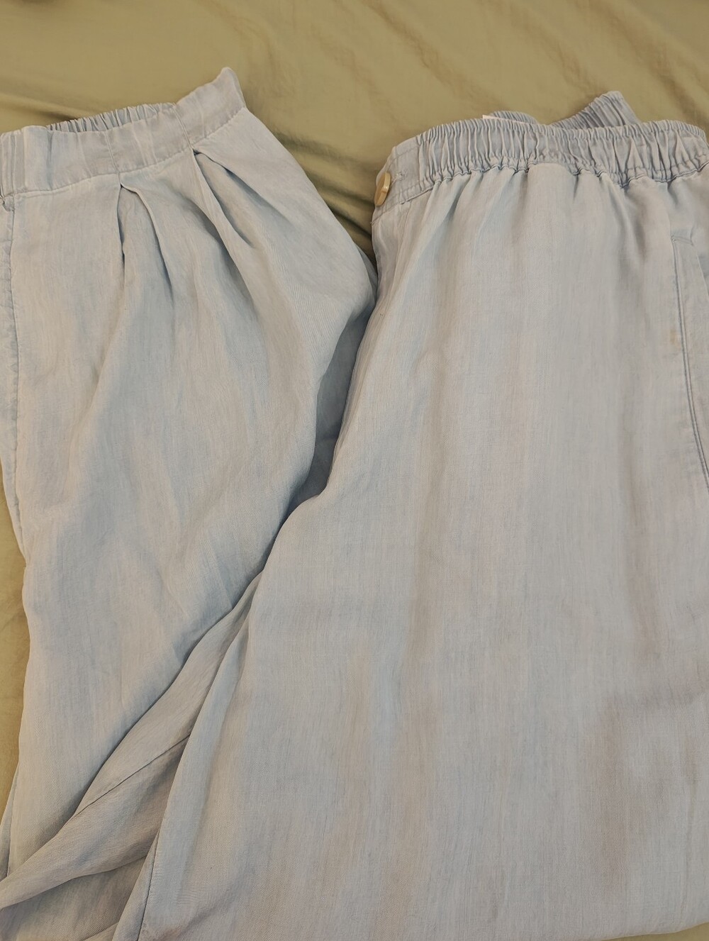 On 34th Light Blue Elastic Waist Wide Leg Pants